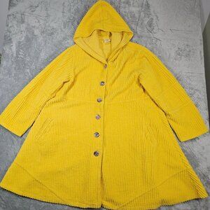Color Me Cotton Womens XXL Jacket Yellow Corduroy Annabelle Hooded Coat CMC